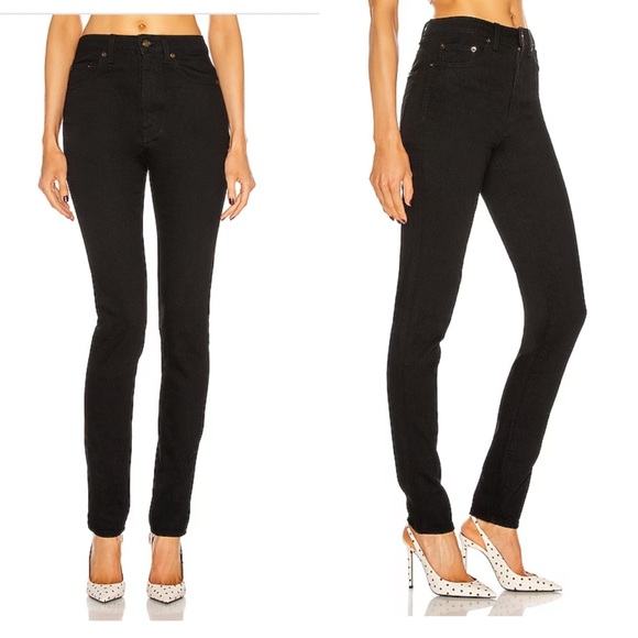 Saint Laurent distressed cropped skinny mid rise black jeans size 27 - Picture 2 of 8